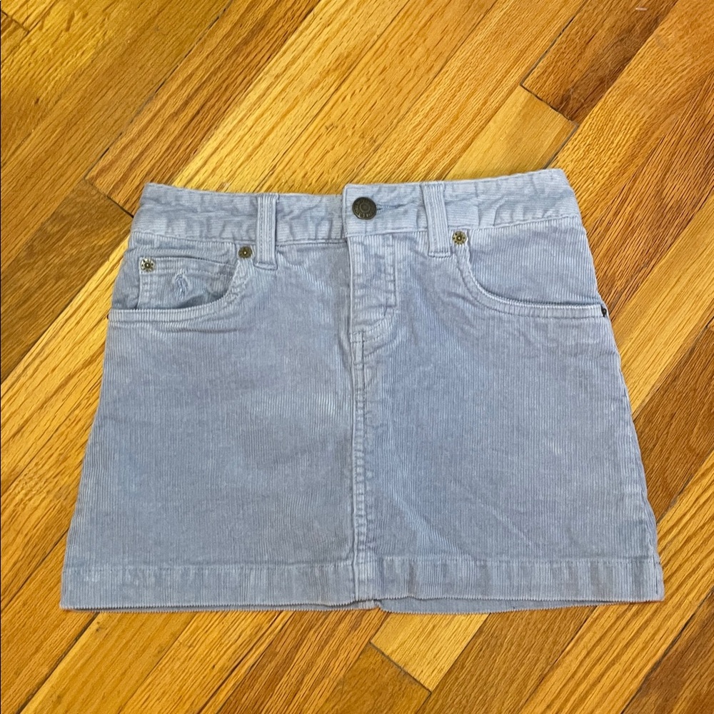 RALPH LAUREN Skort Girl’s Corduroy Light Blue/Light Gray Coastal Resortwear Cute